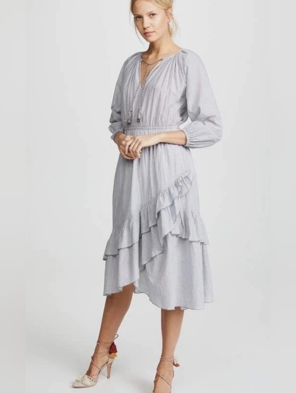 Ulla Johnson Oletha Cotton Ruffle Midi Dress